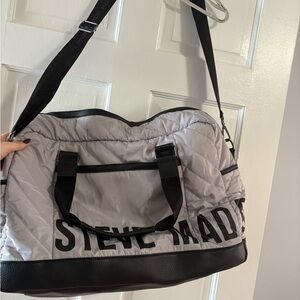 Steve Madden Quilted Gray and Black Duffel Bag